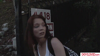 Lost teen chick getting fucked by three black men