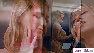 Big tits cougar stepmom tongues her teen stepdaughters pussy