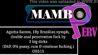 Agatha Santos, 18y Brazilian nymph, double anal penetration fuck by 3 big dicks (DAP, Anal, 0% pussy, cum & continue fucking, 3on1, teen 18 ) OB515