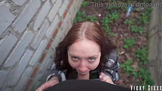 REAL fast risky blowjob behind the garages. CUMMED MOUTH FULL AND MADE HER SWALLOW