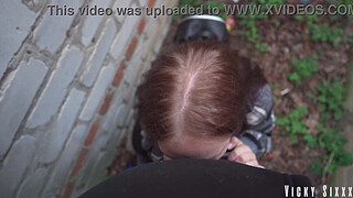 REAL fast risky blowjob behind the garages. CUMMED MOUTH FULL AND MADE HER SWALLOW