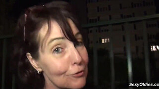 Amateur granny Joyce Mifle brought home big cock guy Max Casanova and gave him head then stripped to lingerie wet pussy pounded in various positions