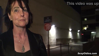 Amateur granny Joyce Mifle brought home big cock guy Max Casanova and gave him head then stripped to lingerie wet pussy pounded in various positions