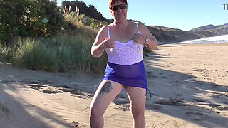Kiwi trashy MILF made to walk in see through clothes at the beach before being creampie fucked in plain view. Trailer