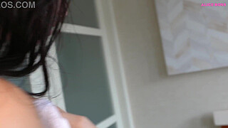 It's fucked up! I'm naked fucking in the bathroom with my hubby's friend while my cuckold waits for me in our bed!