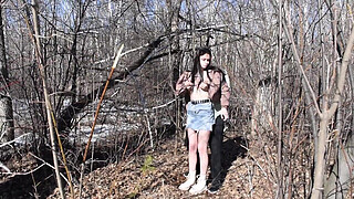Caught and roughly fucked a young bitch in the forest