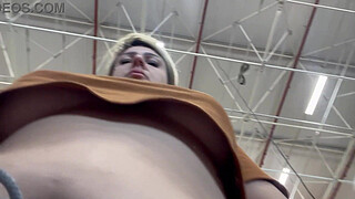 Man films woman with hidden cell phone masturbating and her breasts while she shops at the supermarket