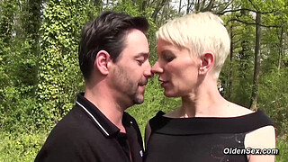Hot French MILF Mia Wallace with a short blonde hair is picked up in a public outdoors and then face and anal fucked by a big cock Michael Cheritto