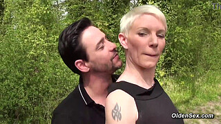 Hot French MILF Mia Wallace with a short blonde hair is picked up in a public outdoors and then face and anal fucked by a big cock Michael Cheritto