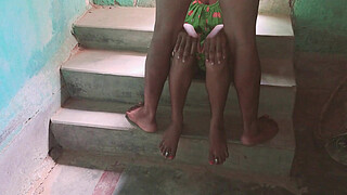 Desi Indian Village bhabhi Big tits pressing and holding the Pusssy