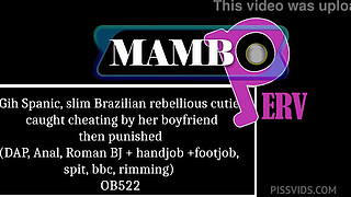 Gih Spanic, slim Brazilian rebellious hottie, caught cheating by her boyfriend then gets punished (DAP, Anal, Pissing, puk ...