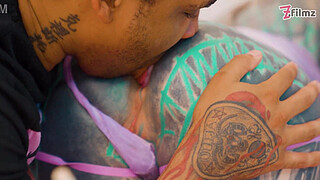 Tattooed babe BBC ANAL fuck - deepthroat, ATM facial cumshot