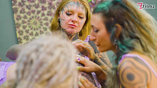 Lesbian Orgy – Anal & Squirt – Tattooed Girls Pleasuring Each Other’s Holes and Licking Pussy – ATM, Gapes, Squirting