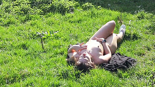 perv spies on farmers daughter whilst she plays with her pussy behind the barn (public)