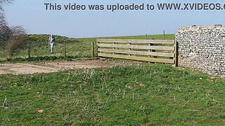 perv spies on farmers daughter whilst she plays with her pussy behind the barn (public)