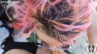 OUTDOOR PUBLIC BJ CUM IN MOUTH BOOBS BOUNCING IN A CASTLE