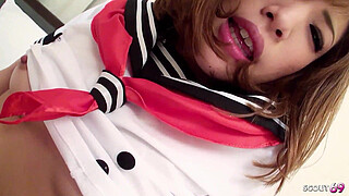 Petite Japanese Teen 18 in Uniform talk to Uncensored POV Creampie Fuck by Classmate in Japan