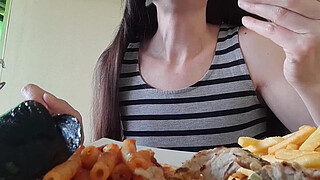 italian couple goes out for lunch then she gets fucked hard doggystyle with creampie