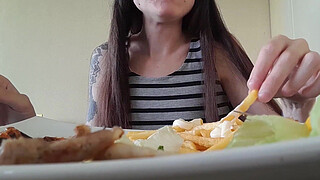 italian couple goes out for lunch then she gets fucked hard doggystyle with creampie