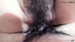 Asian Slim Chick with big bouncing Boobs and Bushy Pussy at Real Uncensored Amateur Creampie Fuck at Cheating Date in Japan