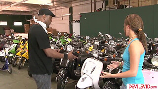 Petite Danica Dillan getting dp fucked by three black men