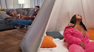 Lily Starfire Fucks Stepdad Ken in Tent While Stepmom’s Clueless!