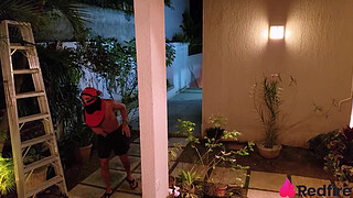 Hot brunette was surprised by a red-black guy eating her booty