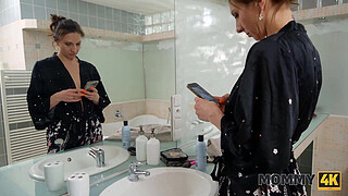 MOMMY4K. Mature Czech Janet Alfano started taking a hot shower and ended up fucking a young dick