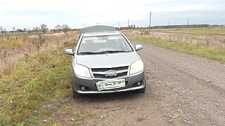 Sex in public. Sexy blonde Milf car broke down on highway. Random passerby helped fix it, then put my wife on the hood, fucked pussy doggy style and cum. Cumshot. Outdoor. Outside. Public fucked