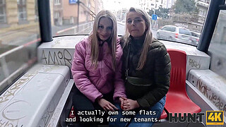 HUNT4K. Lesbian fucked her new landlord