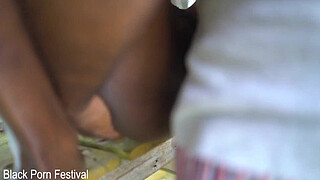 Stretching that African pussy with my shaft outdoor