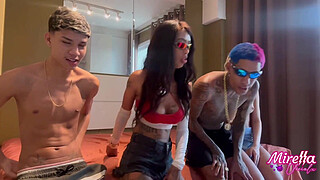 Young friends are left alone at home and lose their virginity.