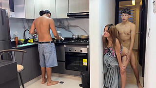 Stepson manages to share a bed with his stepmother and fulfills his fantasy without being seen.