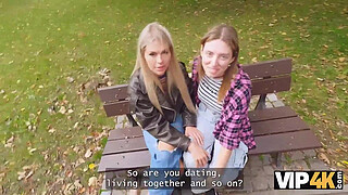 VIP4K. Naughty blonde lesbian didn’t see a problem to fuck on a job interview in front of her girlfriend