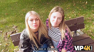 VIP4K. Naughty blonde lesbian didn’t see a problem to fuck on a job interview in front of her girlfriend