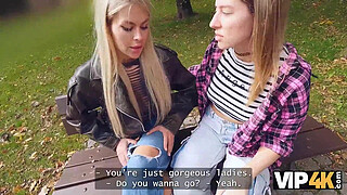 VIP4K. Naughty blonde lesbian didn’t see a problem to fuck on a job interview in front of her girlfriend