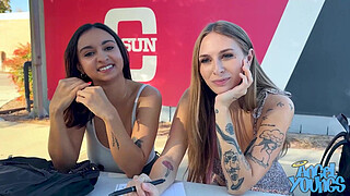 Frat Boy Max Picks Up Angel Youngs and Hailey Rose in College Campus