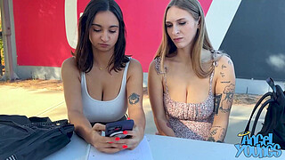 Frat Boy Max Picks Up Angel Youngs and Hailey Rose in College Campus