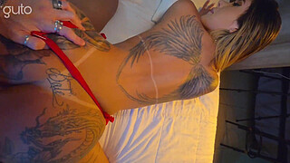 Latina Babe with Big Round BOOTY with a lot of tattoos doing deep anal scene. Creampie!