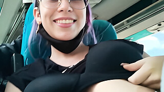 Blowjob and fucking with creampie in public service bus - BlakeProductions