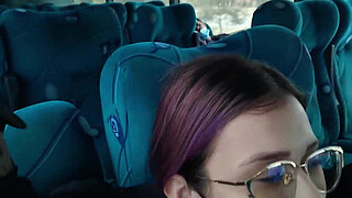 Blowjob and fucking with creampie in public service bus - BlakeProductions