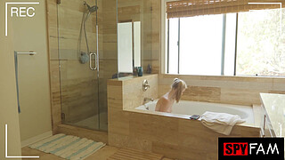 Stepbro Caught Stroking His Penis To Stepsis Washing Her Pussy