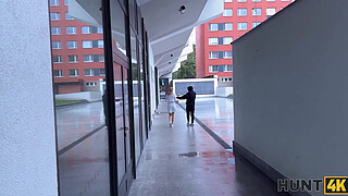 HUNT4K. Blonde chick Naomi Love is showing off her natural boobs and cheating on her BF in front of him