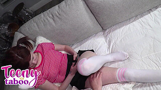 Teen stepdaughter loves step dad's cum when mom's away.