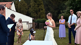 BRIDE4K. Blonde bride with natural tits enjoyed a good fuck on her kinky wedding