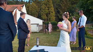 BRIDE4K. Blonde bride with natural tits enjoyed a good fuck on her kinky wedding