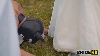 BRIDE4K. Blonde bride with natural tits enjoyed a good fuck on her kinky wedding