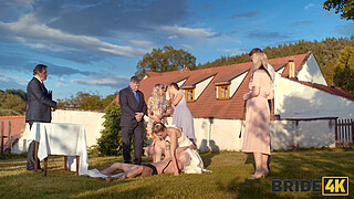 BRIDE4K. Blonde bride with natural tits enjoyed a good fuck on her kinky wedding