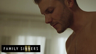 FAMILY SINNERS - Blonde MILF Drops Her Towel So Her Son-In-Law Can See Everything Before She Sucks His Shaft