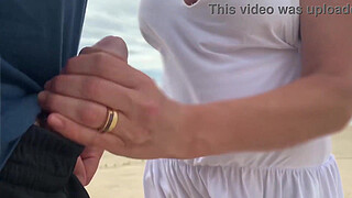 Busty stranger milf made me cum in front of everyone!